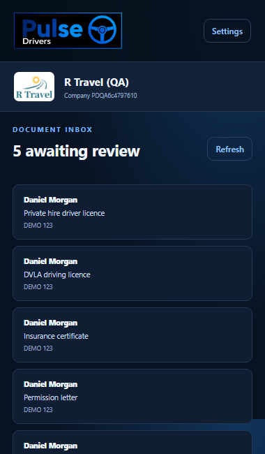 Document inbox: select an item awaiting review.